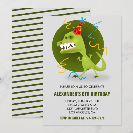 Kleurenfeestuitnodigingen Monster Modern Boy kinde Kaart (Voorkant / Achterkant)