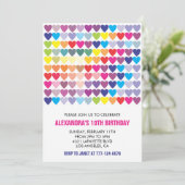 Kleurenfeestuitnodigingen Rainbow Heart Modern 10T Kaart (Staand voorkant)