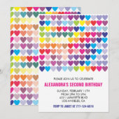 Kleurenfeestuitnodigingen Rainbow Heart Modern 2nd Kaart (Voorkant / Achterkant)