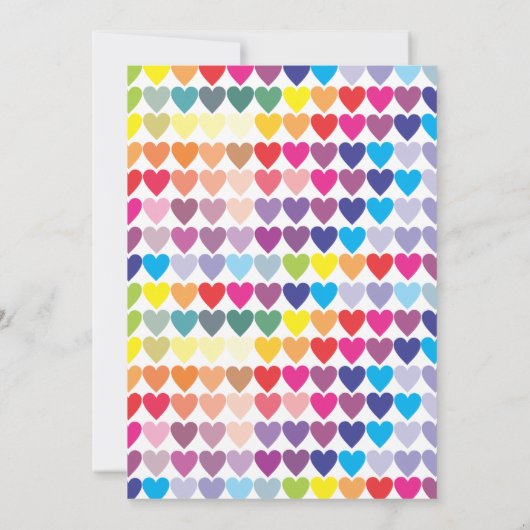Kleurenfeestuitnodigingen Rainbow Heart Modern 3rd Kaart (Achterkant)