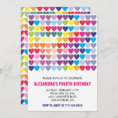 Kleurenfeestuitnodigingen Rainbow Heart Modern 4th Kaart (Voorkant / Achterkant)