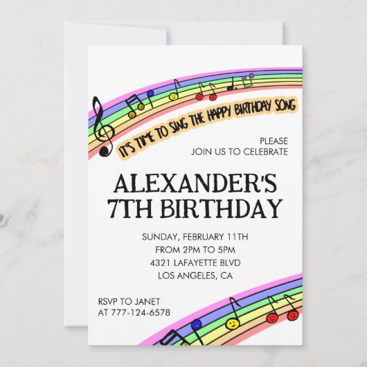 Kleurenfeestuitnodigingen regenboogplezier kinder  kaart (Voorkant)