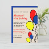 Kleurenfeestuitnodigingen Verjaardagsballonnen Pri Kaart (Staand voorkant)