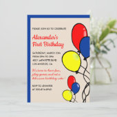 Kleurenfeestuitnodigingen Verjaardagsballonnen Pri Kaart (Staand voorkant)