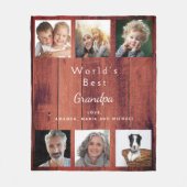 Kleurenfoto collage roestbruin hout fleece deken (Voorkant)