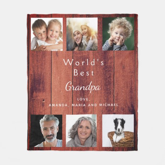 Kleurenfoto collage roestbruin hout fleece deken (Voorkant)