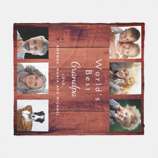 Kleurenfoto collage roestbruin hout fleece deken (Voorkant (Horizontaal))
