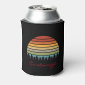 Kleurengestreepte zon met bomen blikjeskoeler (Blikje Achterkant)