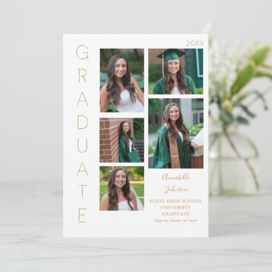 Kleurengloed - Goud en wit 1 Afstuderen 6 Multi-Ph Kaart (Staand voorkant)