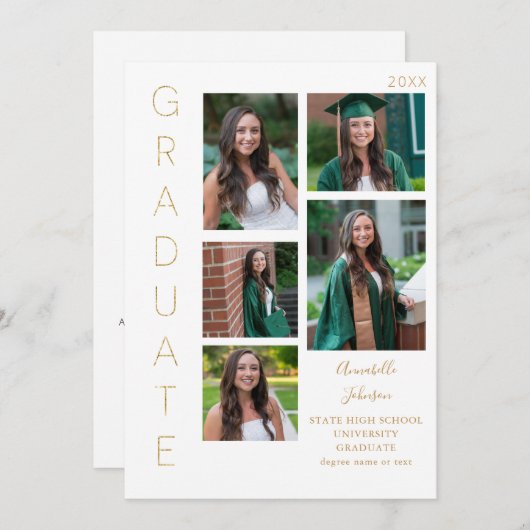 Kleurengloed - Goud en wit 1 Afstuderen 6 Multi-Ph Kaart (Voorkant / Achterkant)