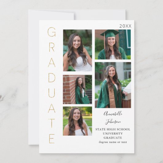 Kleurengloed - Goud & wit 2 Afstuderen 6 Multi-Pho Kaart (Voorkant)