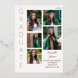 Kleurengloed - wit Afstuderen 6 multi-foto Folie Uitnodiging