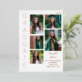 Kleurengloed - wit Afstuderen 6 multi-foto Folie Uitnodiging (Staand Voorkant)