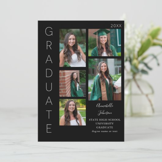 Kleurengloed - wit en zwart Afstuderen 6 multi-fot Kaart (Staand voorkant)