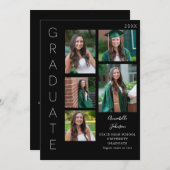 Kleurengloed - wit en zwart Afstuderen 6 multi-fot Kaart (Voorkant / Achterkant)