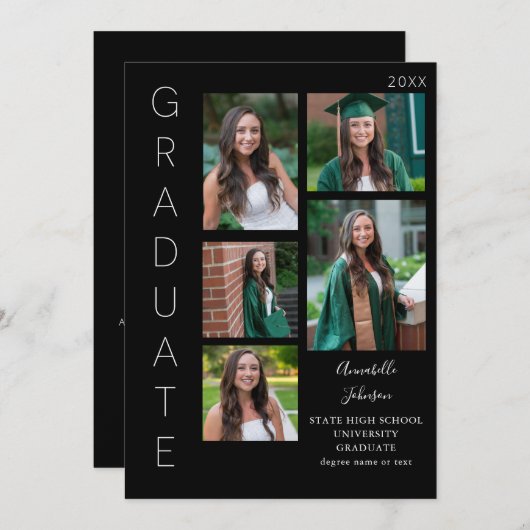 Kleurengloed - wit en zwart Afstuderen 6 multi-fot Kaart (Voorkant / Achterkant)