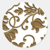  kleurenGold Damask Ronde Sticker (Voorkant)