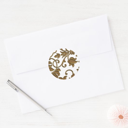  kleurenGold Damask Ronde Sticker (Envelop)
