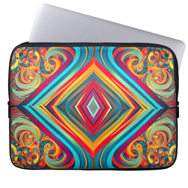 Kleurengolf-fusie – Moderne abstracte wervelende k Laptop Sleeve (Voorkant)