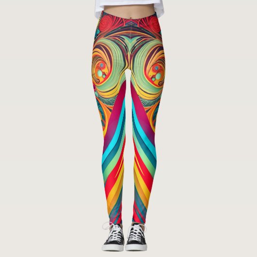 Kleurengolf-fusie – Moderne abstracte wervelende k Leggings (Voorkant)