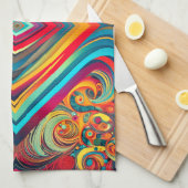 Kleurengolf-fusie – Moderne abstracte wervelende k Theedoek (Quarter Fold)