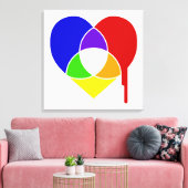 kleurengrafiek hart canvas afdruk (Insitu (Woonkamer))