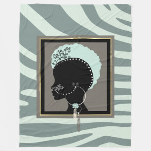 Kleurengroene en zwarte zebraafdrukken voor punk fleece deken