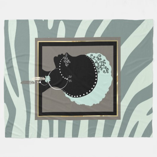 Kleurengroene en zwarte zebraafdrukken voor punk fleece deken (Voorkant (Horizontaal))