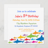 Kleurenhaaien Aankondiging van verjaardag (Voorkant / Achterkant)