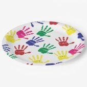 Kleurenhandafdrukken aanpassen papieren bordje (Gekanteld)