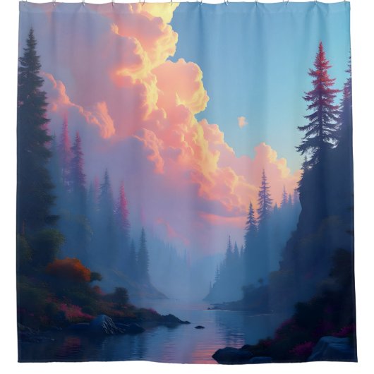 Kleurenherfstbos Douchegordijn (Voorkant)