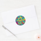 kleurenhoofdtelefoon pop ronde sticker (Envelop)