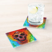 Kleurenhuid Glazen Onderzetter (Schuin)