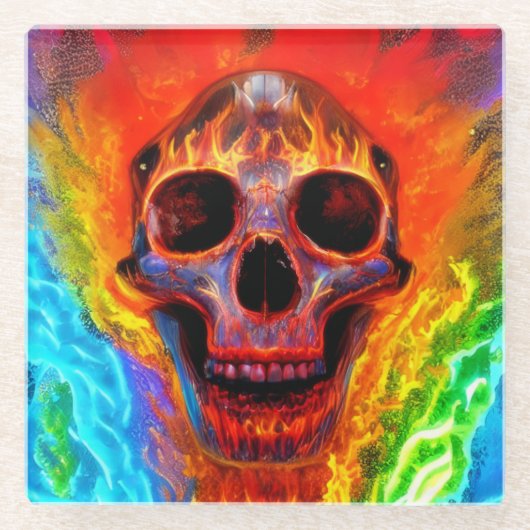 Kleurenhuid Glazen Onderzetter (Voorkant)