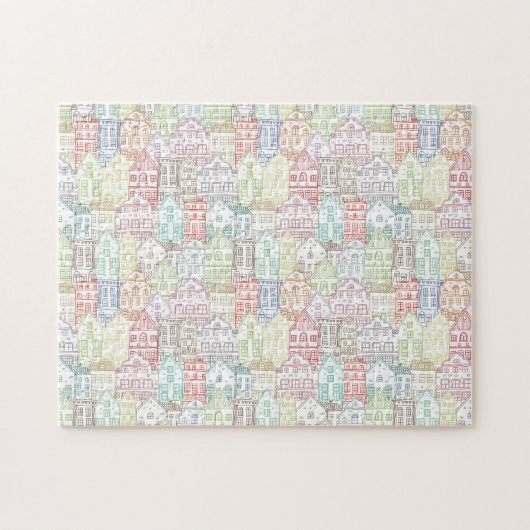 Kleurenhuis snijpatroon legpuzzel (Horizontaal)