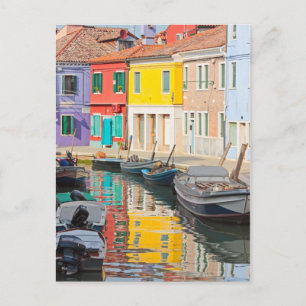 Kleurenhuizen op het eiland Venetië, Burano Italië Briefkaart