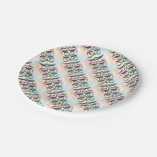 kleurenillustraties papieren bordje (Gekanteld)