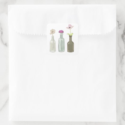 kleurenillustraties vierkante sticker (Tas)