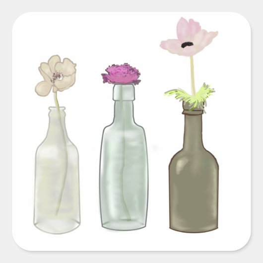 kleurenillustraties vierkante sticker (Voorkant)