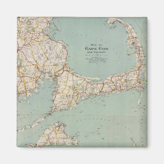 kleurenkaart van Kaap Cod, Massachusetts Magneet (Voorkant)