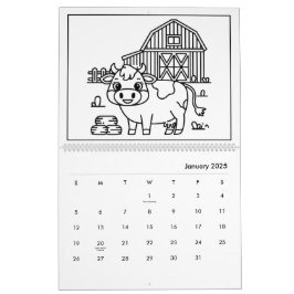 Kleurenkalender voor kinderen met boerderijdieren kalender