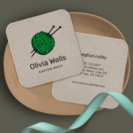  kleurenknitters die kroesband breien vierkante visitekaartje