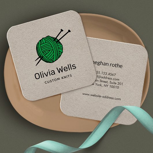 kleurenknitters die kroesband breien vierkante visitekaartje