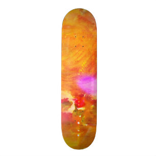 kleurenkunst naadloos gele achtergrond, oranje persoonlijk skateboard