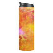 kleurenkunst naadloos gele achtergrond, oranje thermosbeker (Geroteerd rechts)