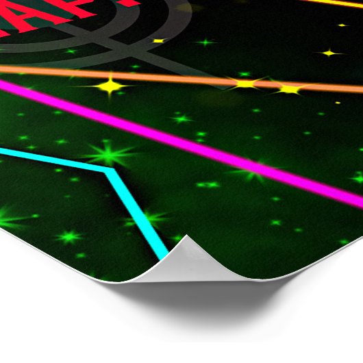 Kleurenlichtbundels voor laserLabel - Birthday-par Poster (Hoek)