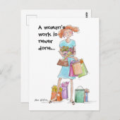 Kleurenliefdadigheidswerkvrouw Briefkaart (Voorkant / Achterkant)