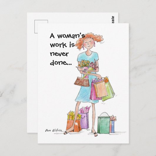 Kleurenliefdadigheidswerkvrouw Briefkaart (Voorkant / Achterkant)