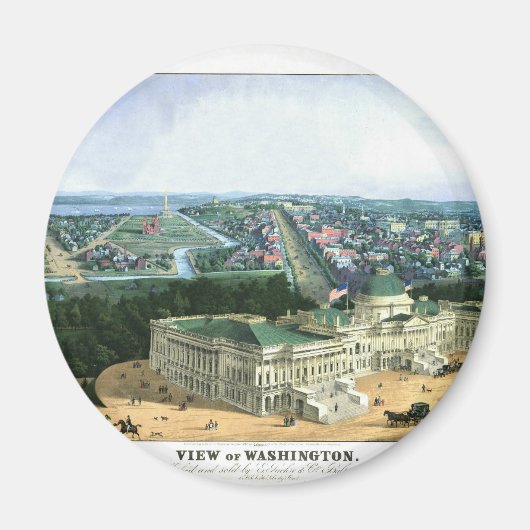 Kleurenlithograaf 1852 - Uitzicht van Washington Magneet (Voorkant)