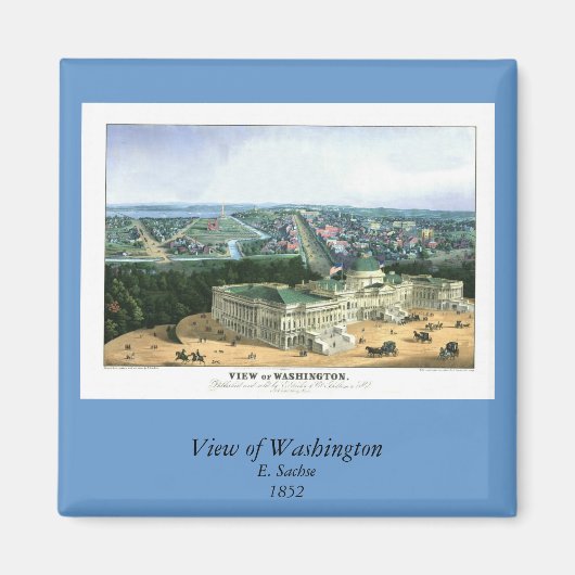 Kleurenlithograaf 1852 - Uitzicht van Washington Magneet (Voorkant)